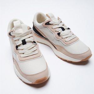 NWT Zara Contrasting Pastel Nude Sneakers
